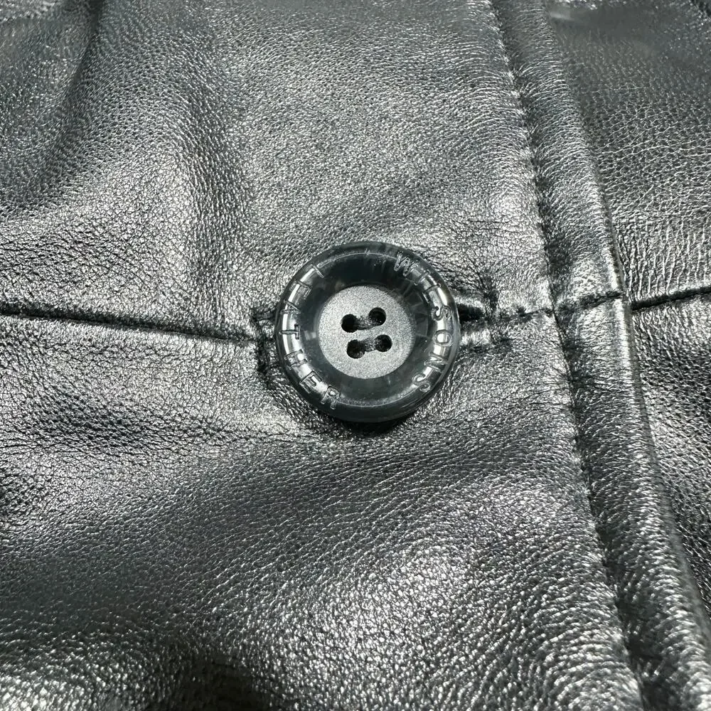 Wilsons Leather | Women | Black Chic Soft Genuine Leather Trench Coat | Medium - Picture 12 of 15